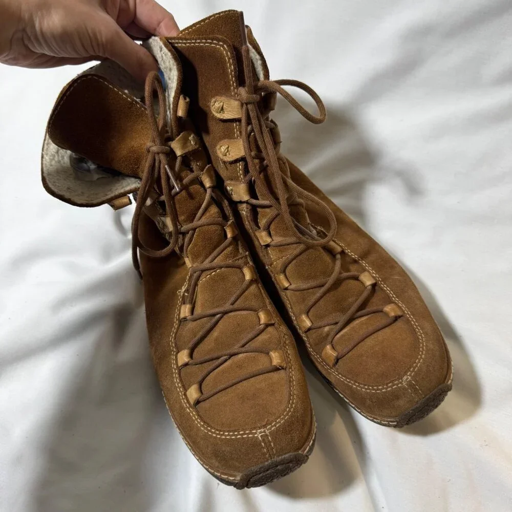 Timberland Reykir Ghillie Lace-Up Ankle Boots Tan Suede 11 Winter Cozy Boho Warm